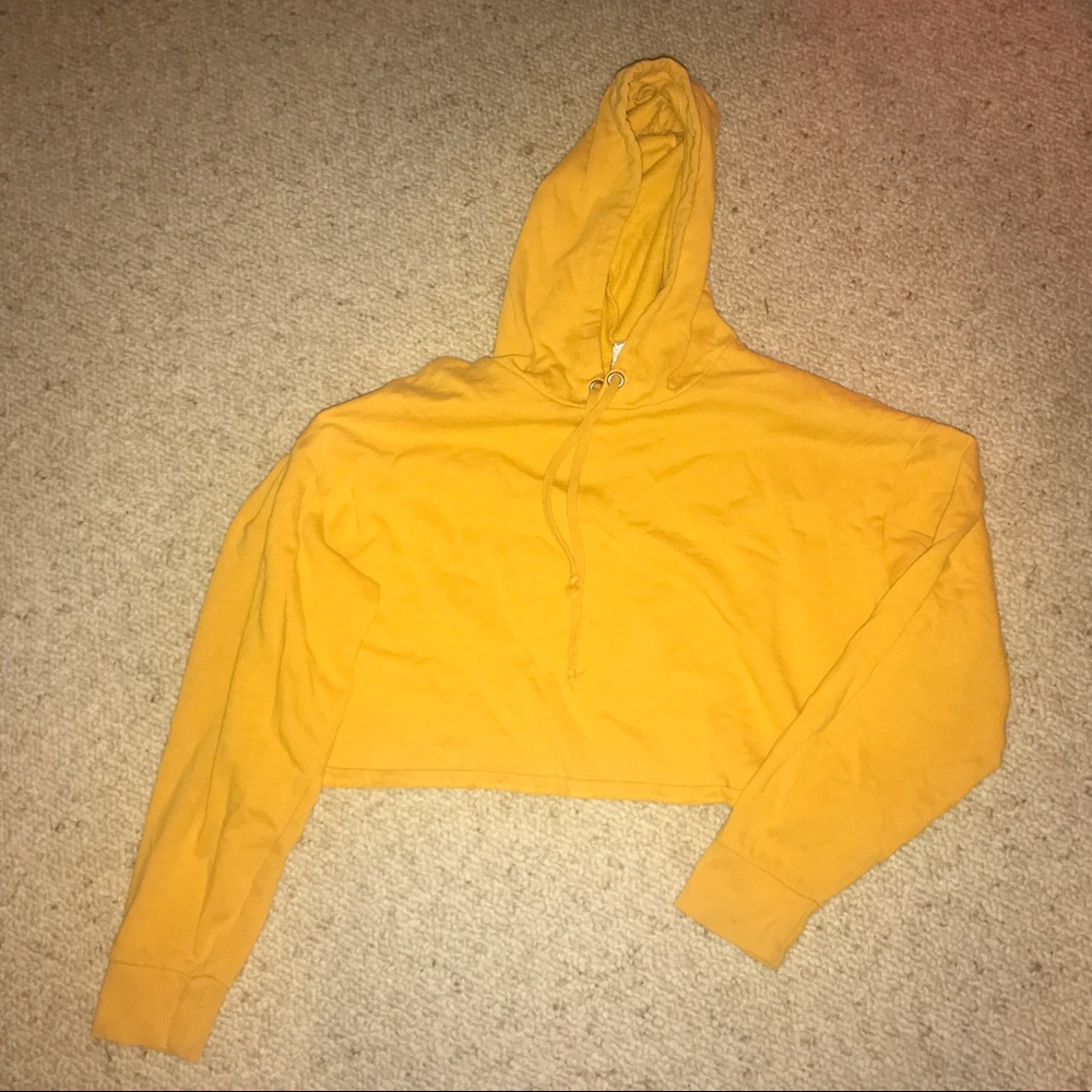 DIVIDED mustard yellow cropped hoodie